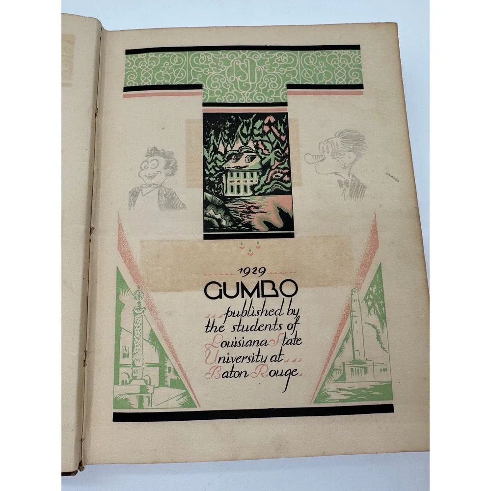 1929 LSU Gumbo Yearbook Louisiana State University Baton Rouge Vintage Antique